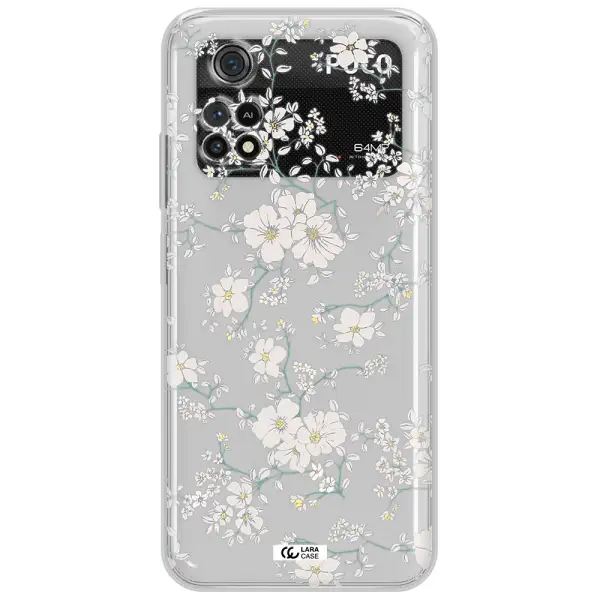 White Flower Xiaomi Poco M4 Pro 4G Clear Tpu Case