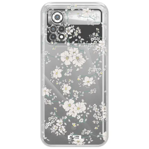 White Flower Xiaomi Poco X4 Pro Clear TPU Case