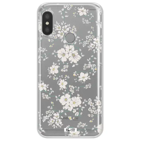 White Flower Xiaomi Redmi 6 Pro Clear TPU Case