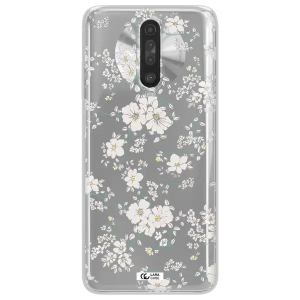 White Flower Xiaomi Redmi K30 Clear TPU Case