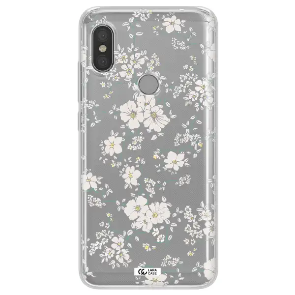 White Flower Xiaomi Redmi Note 6 Pro Clear TPU Case