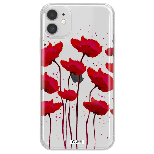 Red Fashion Flower Apple iPhone 11 Clear TPU Case