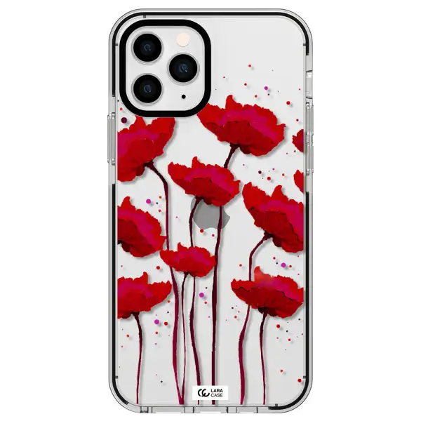 Red Fashion Flower Apple iPhone 11 pro impact black border Case