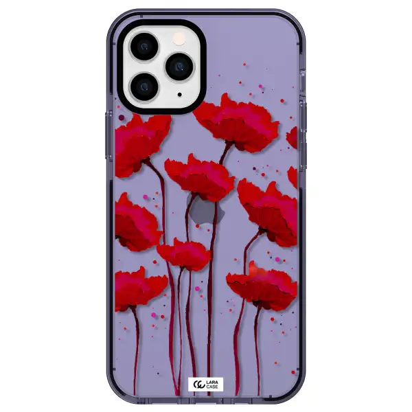 Red Fashion Flower Apple iPhone 11 pro impact Lilac Case