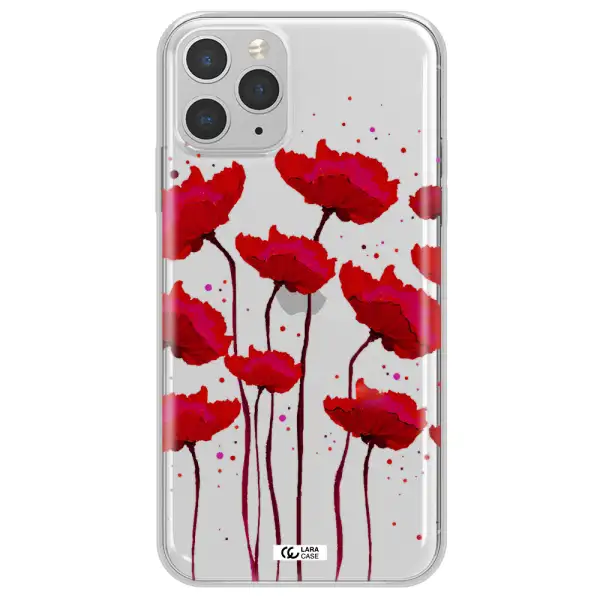 Red Fashion Flower Apple iPhone 11 pro max Clear TPU Case