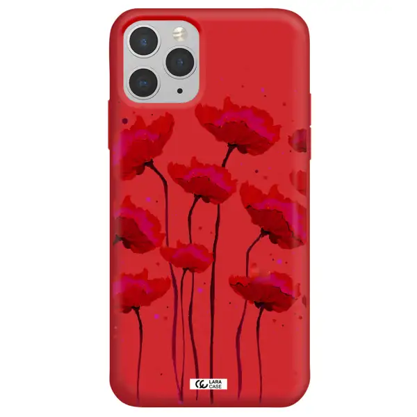 Red Fashion Flower Apple iPhone 11 pro max Silicone Imperial Red Case