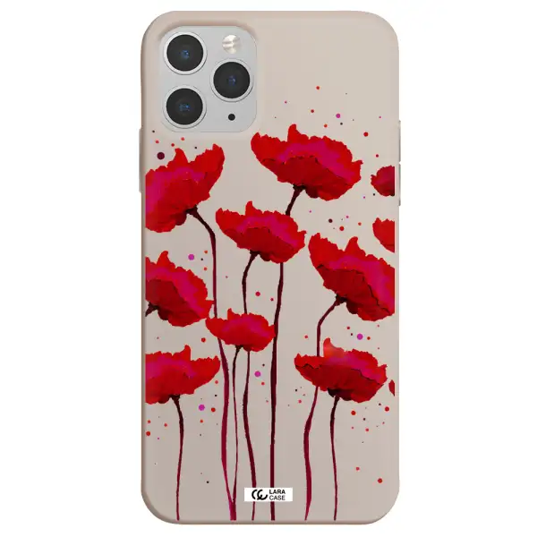 Red Fashion Flower Apple iPhone 11 pro max Silicone Stone Case