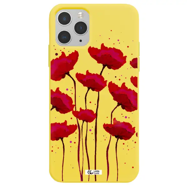 Red Fashion Flower Apple iPhone 11 pro Silicone canary yellow Case