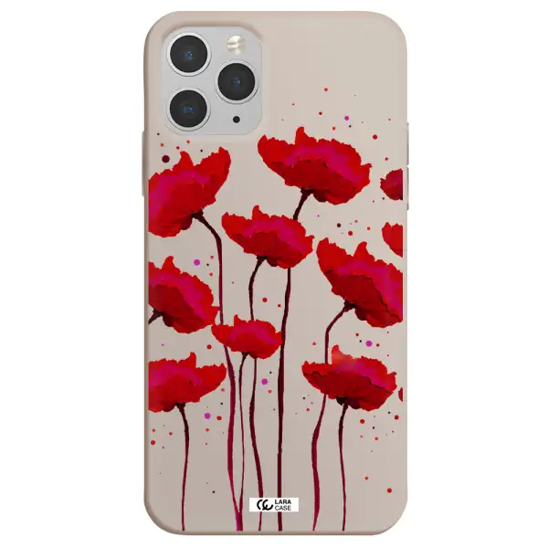 Red Fashion Flower Apple iPhone 11 pro Silicone Stone Case