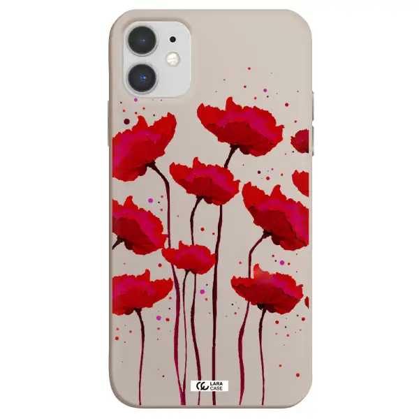Red Fashion Flower Apple iPhone 11 Silicone Stone Case