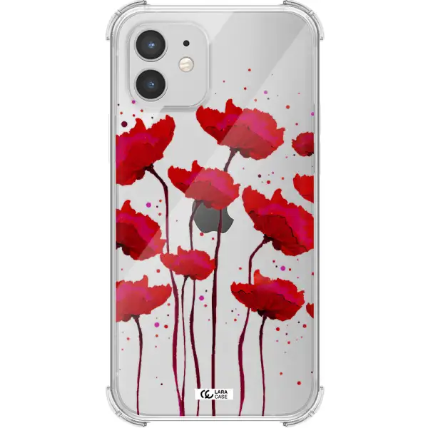 Red Fashion Flower Apple iPhone 12 Clear PC Case