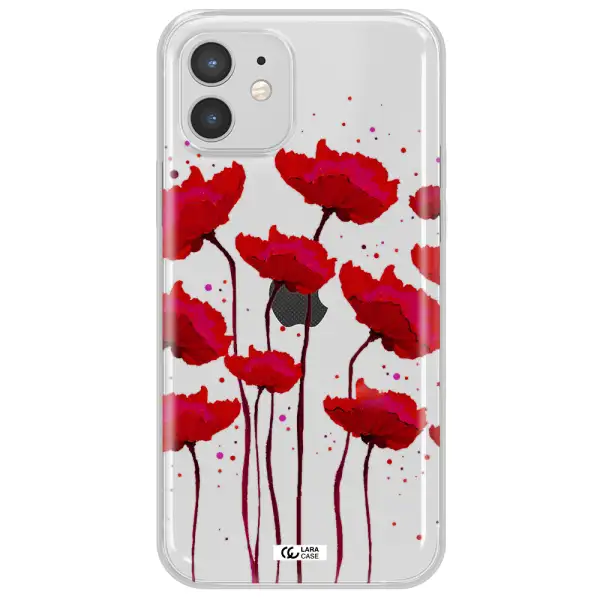 Red Fashion Flower Apple iPhone 12 Clear TPU Case