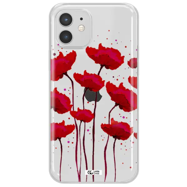 Red Fashion Flower Apple iPhone 12 mini Clear TPU Case