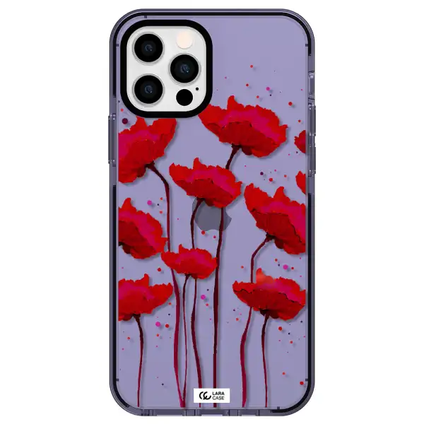 Red Fashion Flower Apple iPhone 12 pro impact Lilac Case