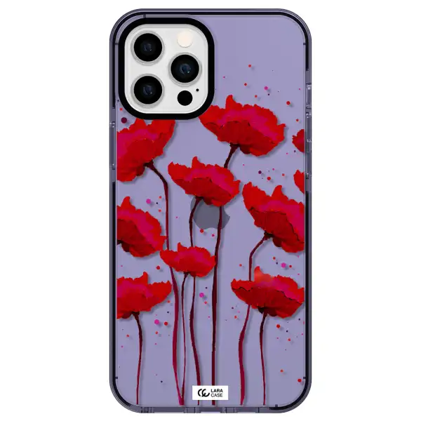 Red Fashion Flower Apple iPhone 12 pro max impact Lilac Case