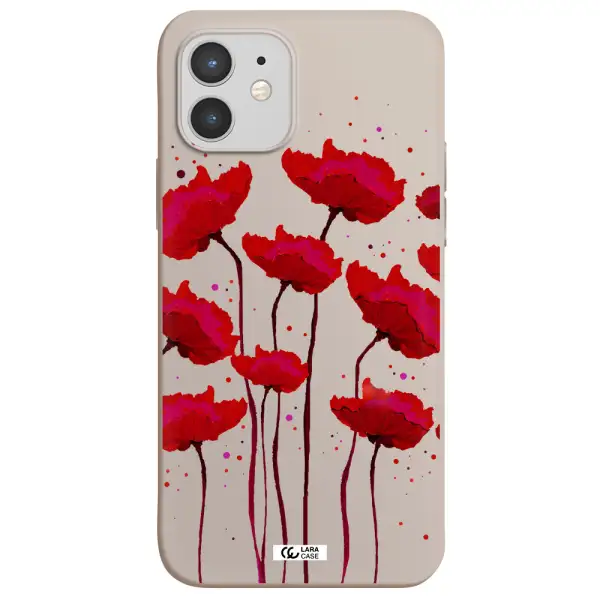 Red Fashion Flower Apple iPhone 12 Silicone Stone Case