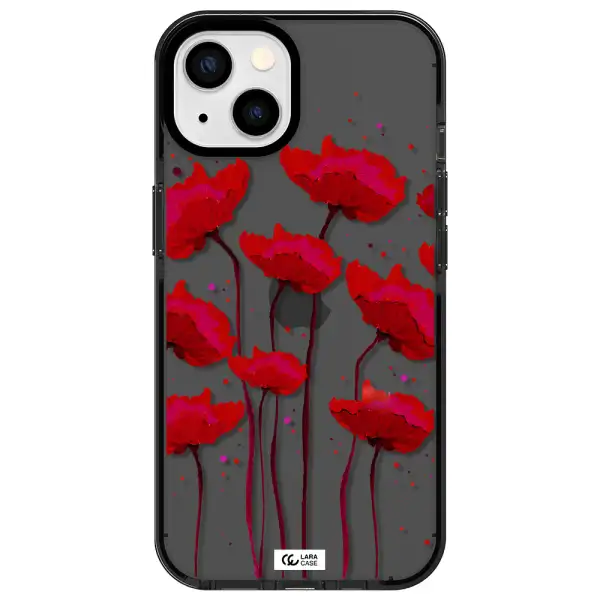 Red Fashion Flower Apple iPhone 13 impact Smoke Black Case