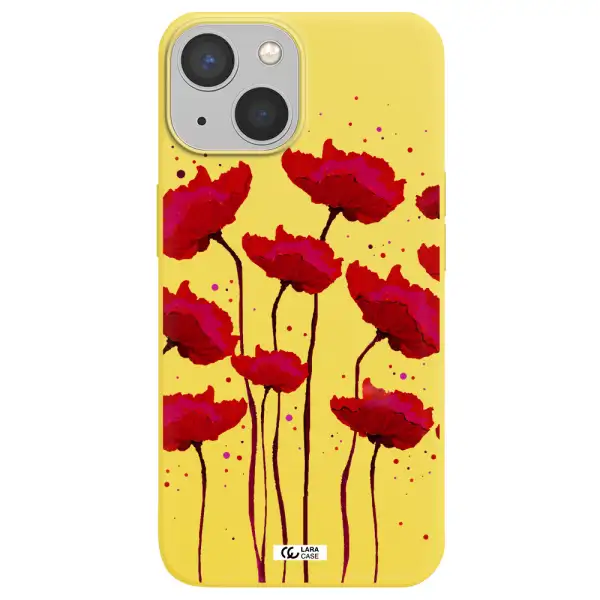 Red Fashion Flower Apple iPhone 13 mini Silicone canary yellow Case