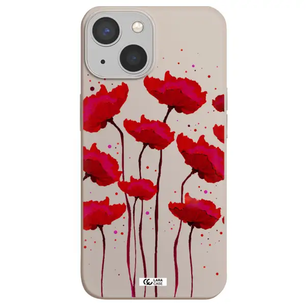 Red Fashion Flower Apple iPhone 13 mini Silicone Stone Case