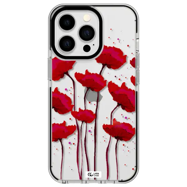 Red Fashion Flower Apple iPhone 13 Pro impact black border Case