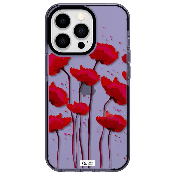 Red Fashion Flower Apple iPhone 13 Pro impact Lilac Case