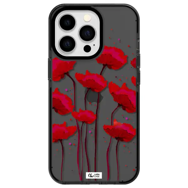 Red Fashion Flower Apple iPhone 13 Pro impact Smoke Black Case