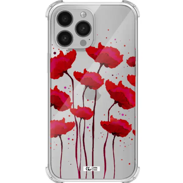 Red Fashion Flower Apple iPhone 13 Pro Max Clear PC Case