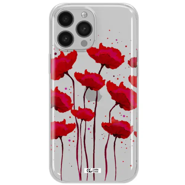 Red Fashion Flower Apple iPhone 13 Pro Max Clear TPU Case