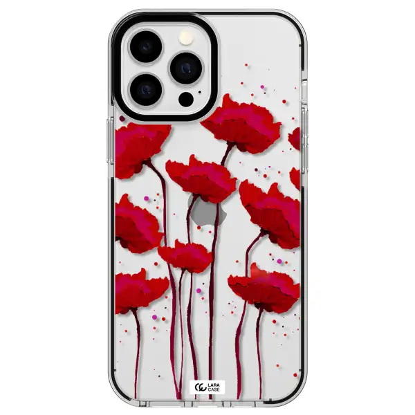 Red Fashion Flower Apple iPhone 13 Pro Max impact black border Case