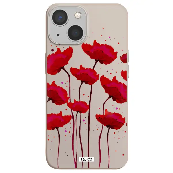 Red Fashion Flower Apple iPhone 13 Silicone Stone Case