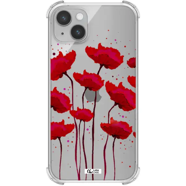 Red Fashion Flower Apple iPhone 14 plus Clear PC Case