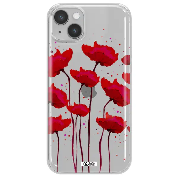 Red Fashion Flower Apple iPhone 14 plus Clear TPU Case