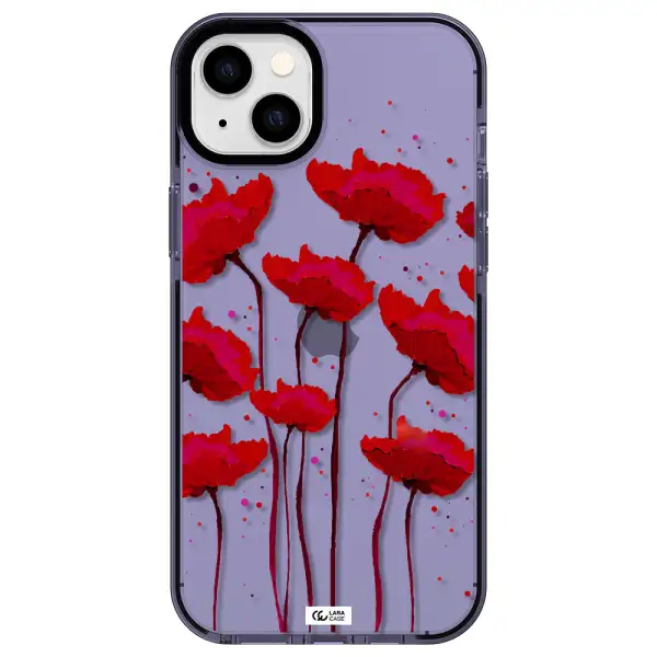 Red Fashion Flower Apple iPhone 14 plus impact Lilac Case