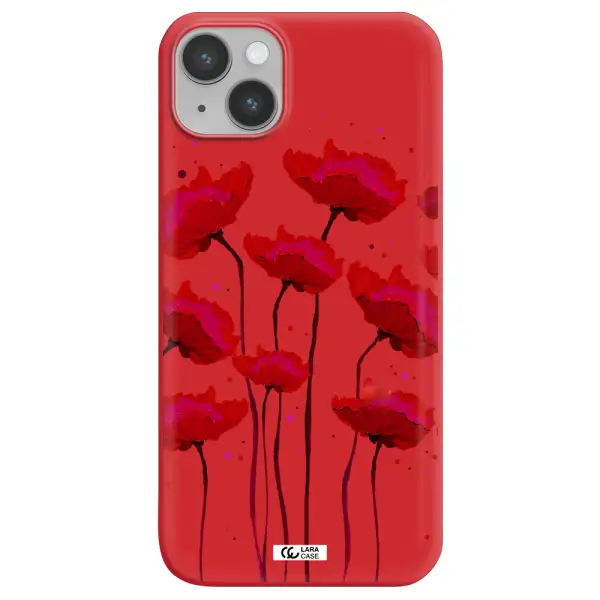 Red Fashion Flower Apple iPhone 14 plus Silicone Imperial Red Case