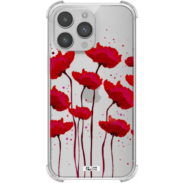 Red Fashion Flower Apple iPhone 14 pro Clear PC Case