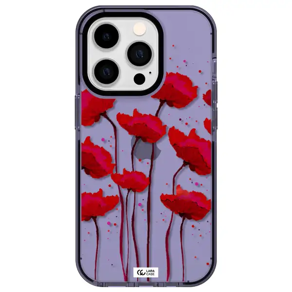 Red Fashion Flower Apple iPhone 14 pro impact Lilac Case