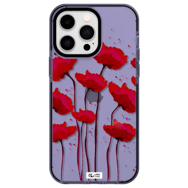 Red Fashion Flower Apple iPhone 14 pro max impact Lilac Case