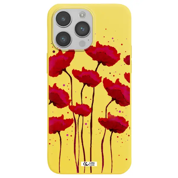 Red Fashion Flower Apple iPhone 14 pro max Silicone canary yellow Case