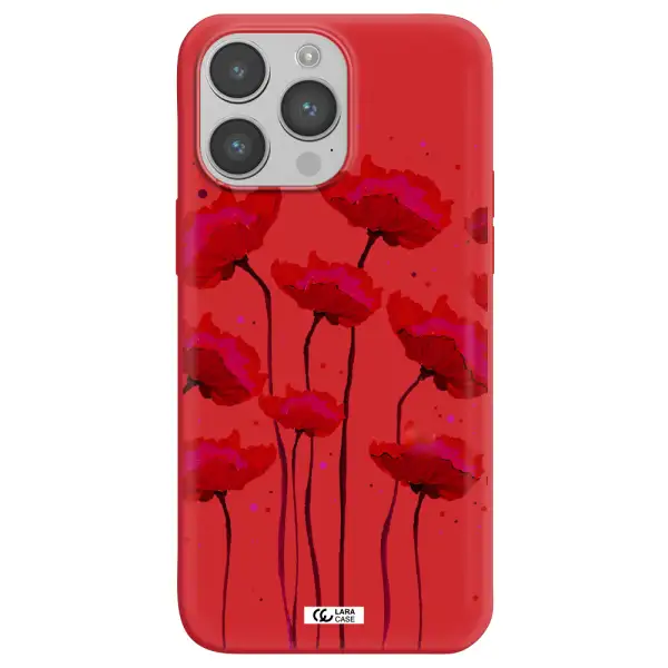 Red Fashion Flower Apple iPhone 14 pro Silicone Imperial Red Case