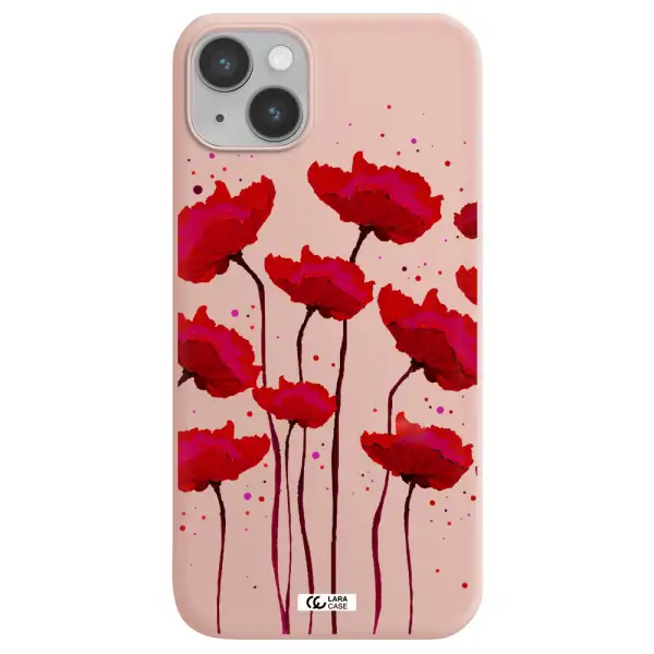 Red Fashion Flower Apple iPhone 14 Silicone pastel pink Case
