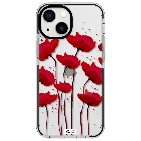 Red Fashion Flower Apple iPhone 15 impact black border Case