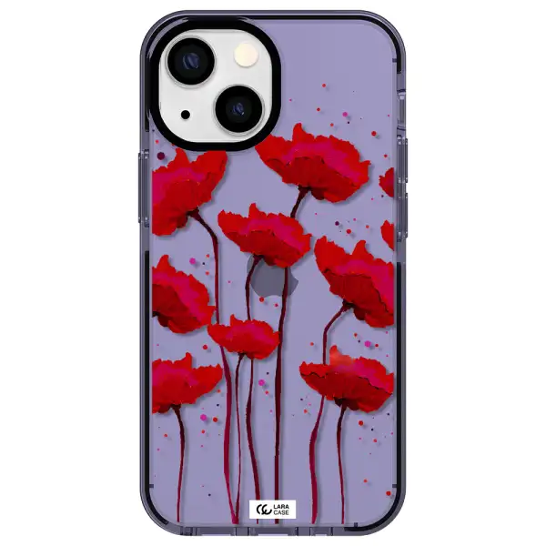 Red Fashion Flower Apple iPhone 15 Plus impact Lilac Case