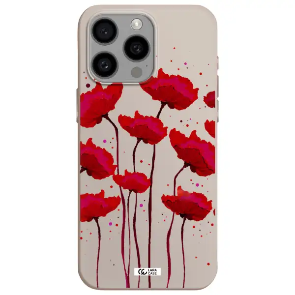 Red Fashion Flower Apple Iphone 15 Pro max Silicone Stone Case