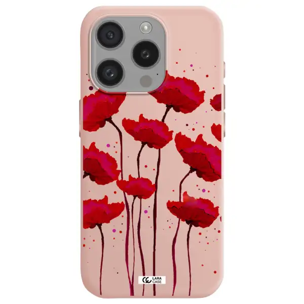 Red Fashion Flower Apple Iphone 15 Pro Silicone Pastel Pink Case