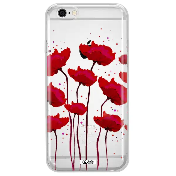 Red Fashion Flower Apple iPhone 6 Clear TPU Case