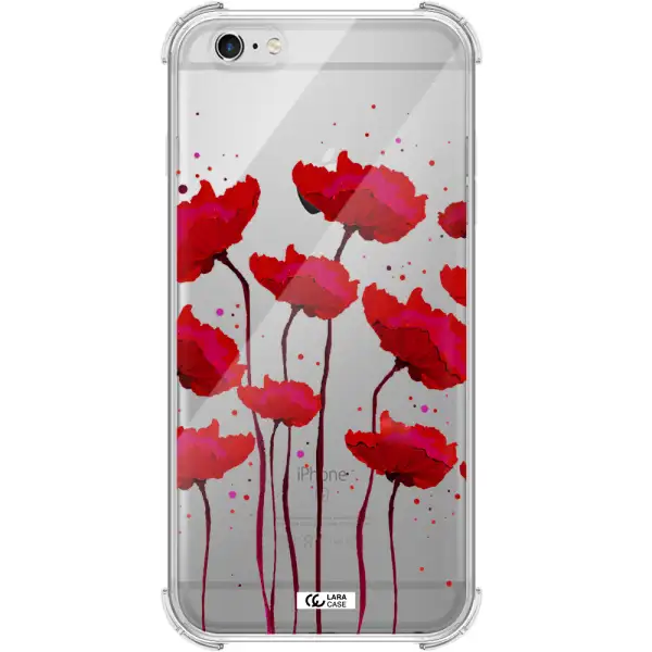 Red Fashion Flower Apple iPhone 6 plus Clear PC Case