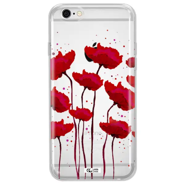 Red Fashion Flower Apple iPhone 6 plus Clear TPU Case