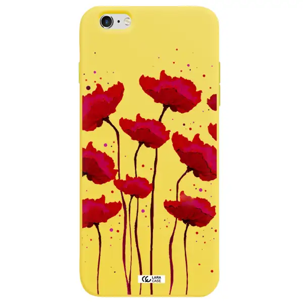 Red Fashion Flower Apple iPhone 6 plus Silicone canary yellow Case