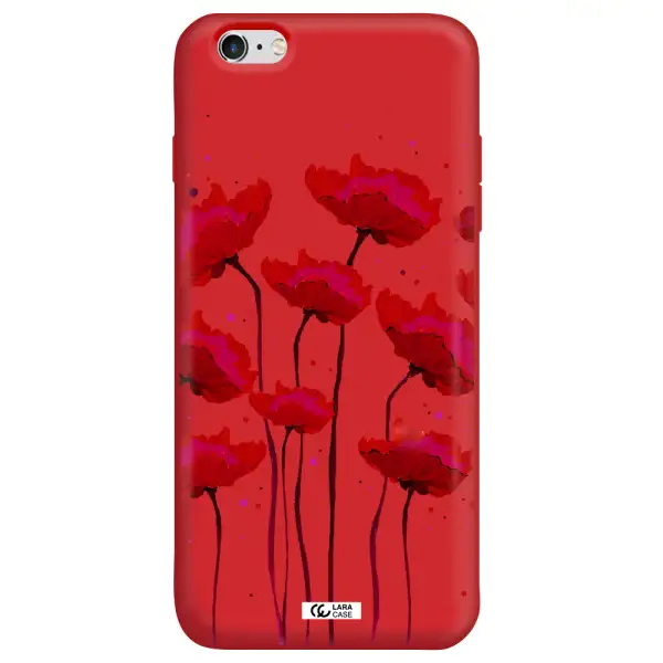 Red Fashion Flower Apple iPhone 6 plus Silicone Imperial Red Case