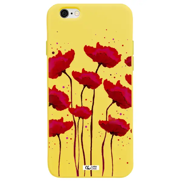 Red Fashion Flower Apple iPhone 6 Silicone canary yellow Case